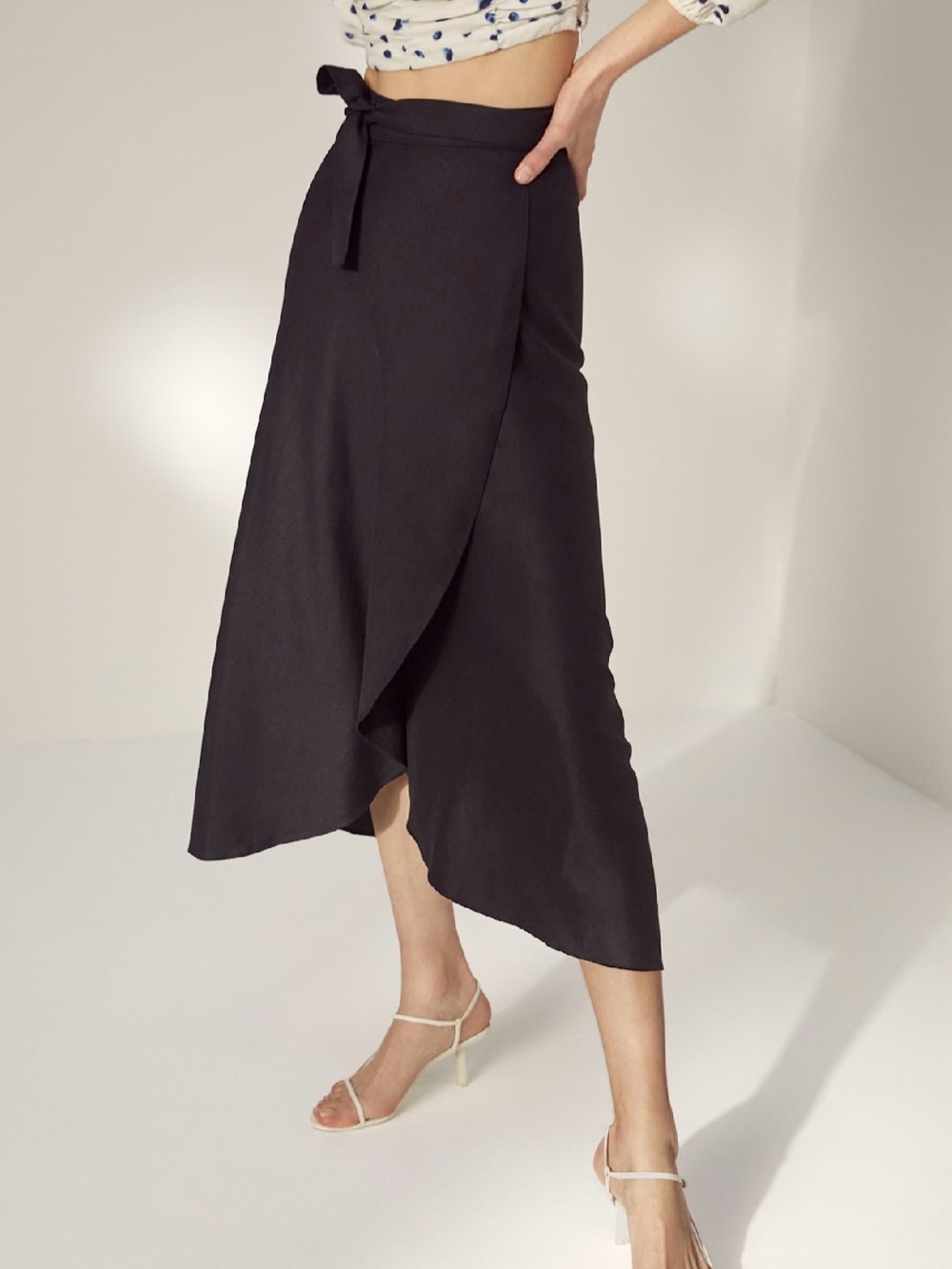 Wilfred Eleta Skirt Linen Blend wrap midi skirt size small